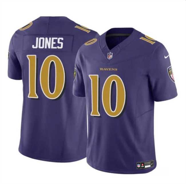 Men & Women & Youth Baltimore Ravens #10 Emory Jones Purple 2023 F.U.S.E Vapor Limited Jersey